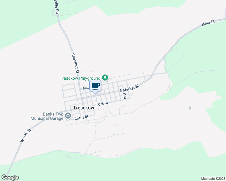 map of restaurants, bars, coffee shops, grocery stores, and more near 51 East Market Street in Tresckow