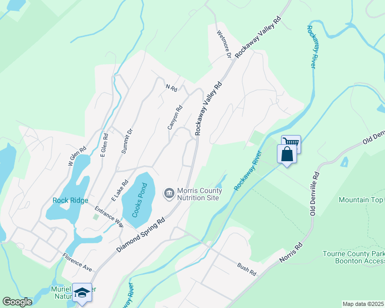 map of restaurants, bars, coffee shops, grocery stores, and more near 493 Diamond Spring Road in Denville