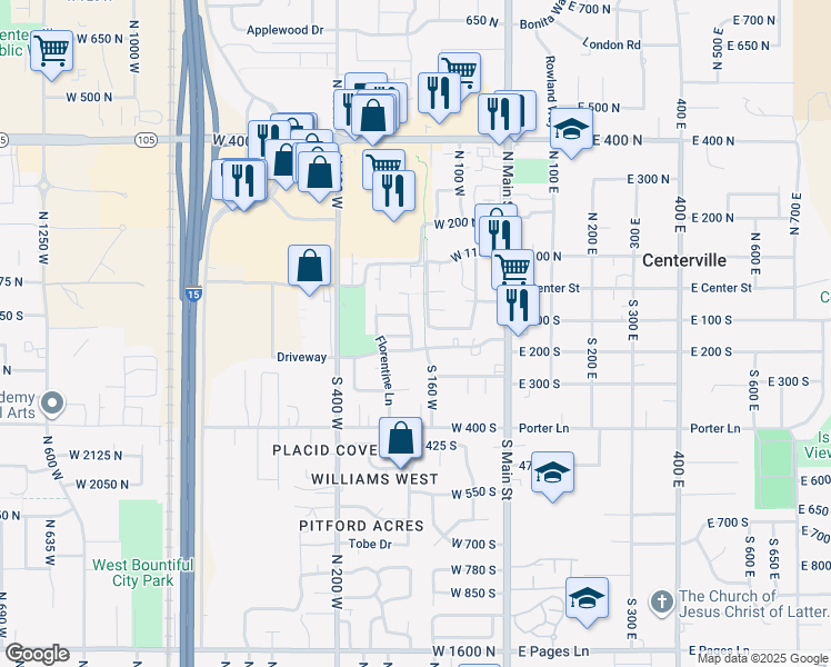 map of restaurants, bars, coffee shops, grocery stores, and more near 117 Cara Vella Lane in Centerville