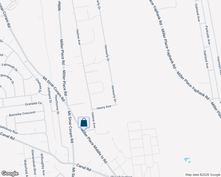 map of restaurants, bars, coffee shops, grocery stores, and more near 92 Henearly Drive in Miller Place