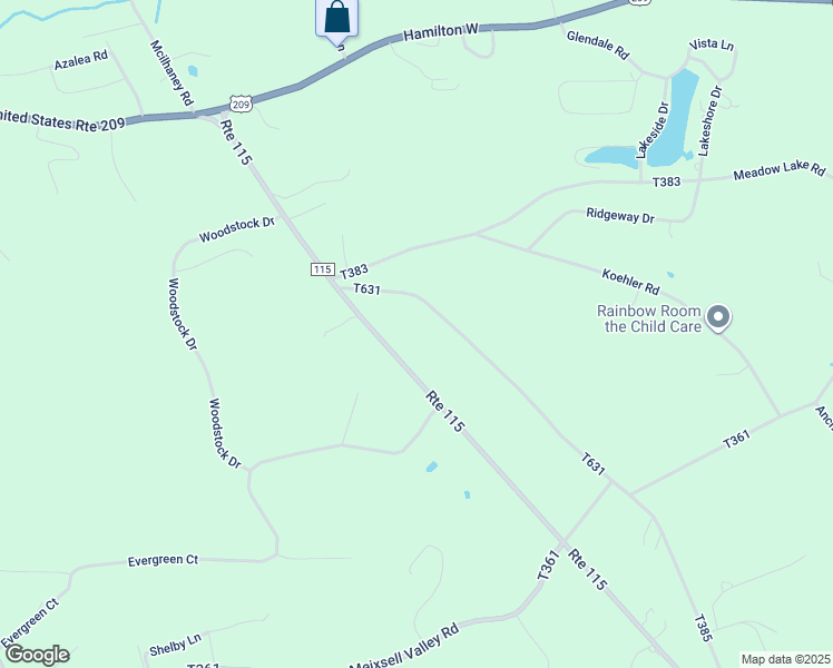 map of restaurants, bars, coffee shops, grocery stores, and more near 1745 Bonser Road in Saylorsburg