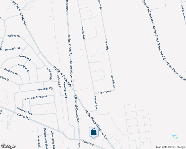 map of restaurants, bars, coffee shops, grocery stores, and more near 1 Old Orchard Way in Miller Place