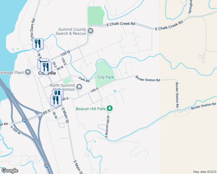 map of restaurants, bars, coffee shops, grocery stores, and more near 251 East 150 South in Coalville
