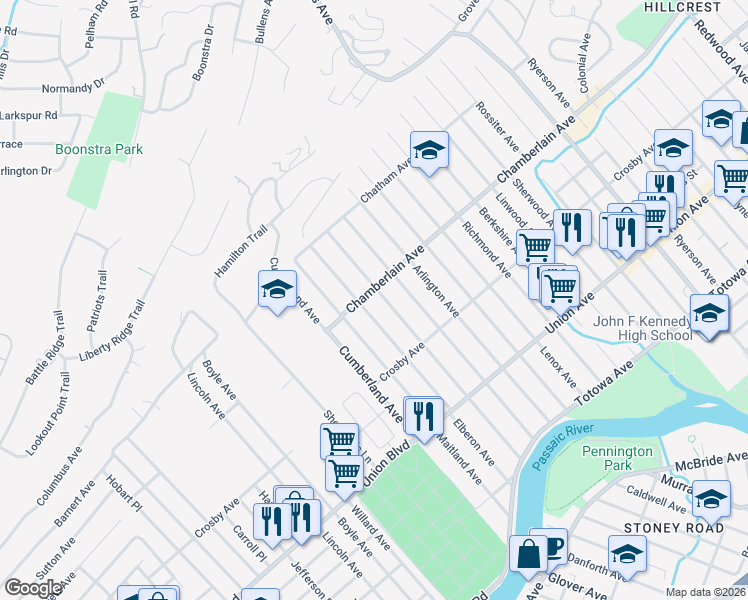 map of restaurants, bars, coffee shops, grocery stores, and more near 206 Elberon Avenue in Paterson