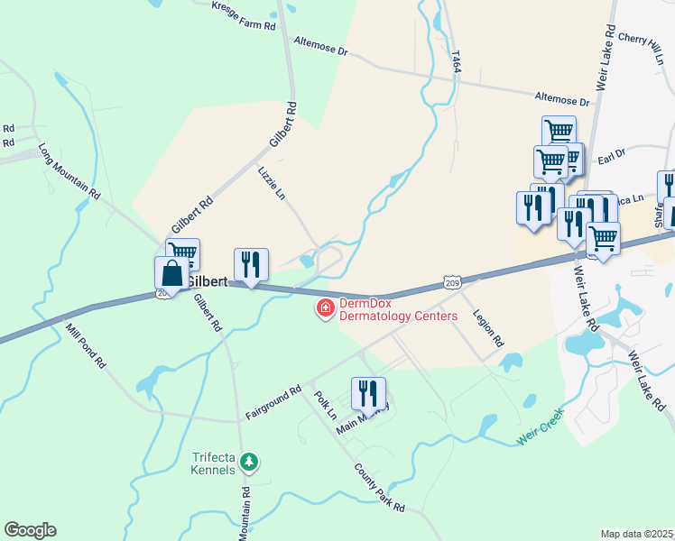 map of restaurants, bars, coffee shops, grocery stores, and more near 212 Sodl Lane in Effort