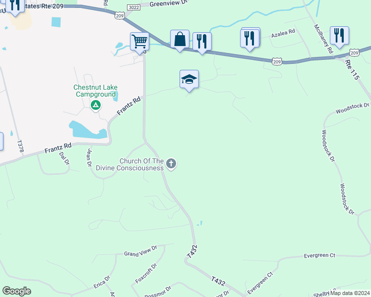 map of restaurants, bars, coffee shops, grocery stores, and more near in Saylorsburg