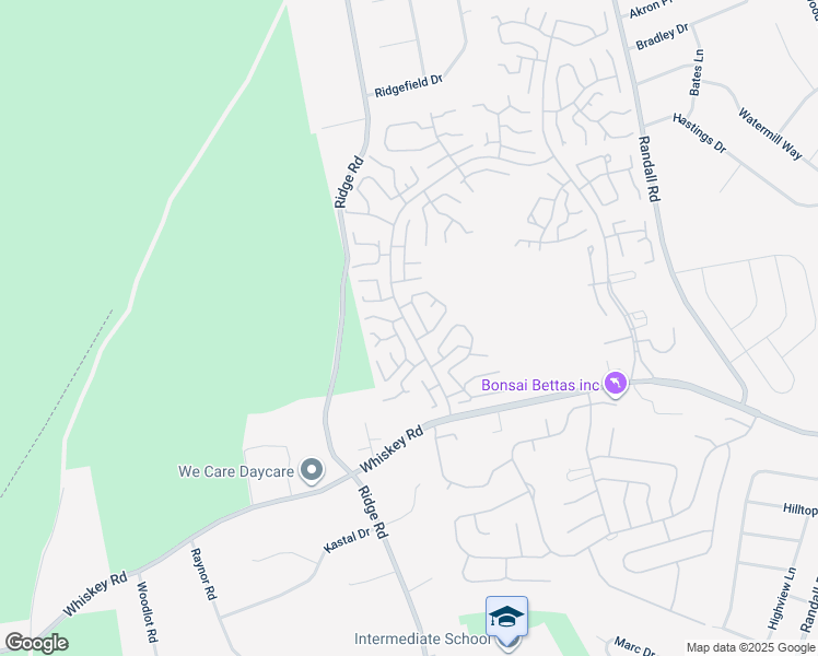 map of restaurants, bars, coffee shops, grocery stores, and more near 365 Woodbridge Drive in Ridge