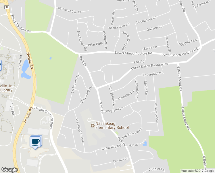 map of restaurants, bars, coffee shops, grocery stores, and more near 20 Upper Sheep Pasture Road in Setauket- East Setauket