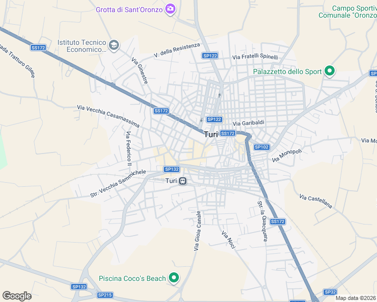 map of restaurants, bars, coffee shops, grocery stores, and more near 17 Via Antonio Orlandi in Turi