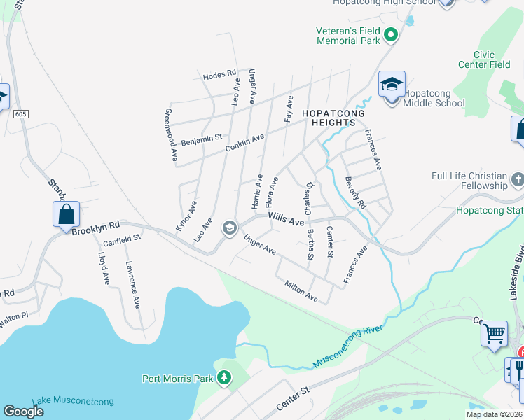 map of restaurants, bars, coffee shops, grocery stores, and more near 209 Flora Avenue in Stanhope