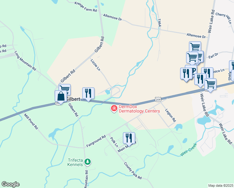 map of restaurants, bars, coffee shops, grocery stores, and more near 212 Sodl Lane in Effort