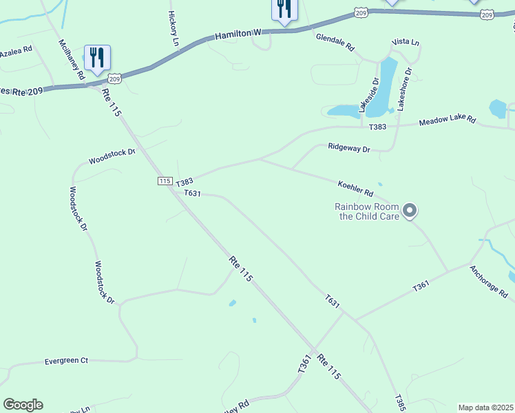map of restaurants, bars, coffee shops, grocery stores, and more near 1744 Bonser Road in Saylorsburg
