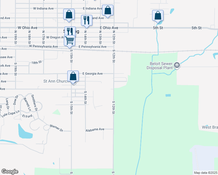 map of restaurants, bars, coffee shops, grocery stores, and more near 330 South 12th Street in Sebring