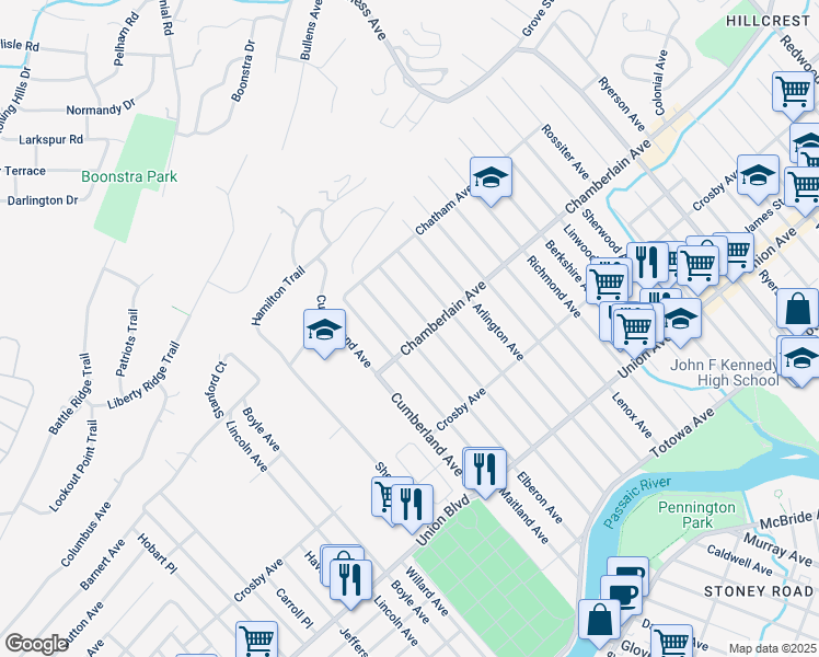 map of restaurants, bars, coffee shops, grocery stores, and more near 266 Elberon Avenue in Paterson