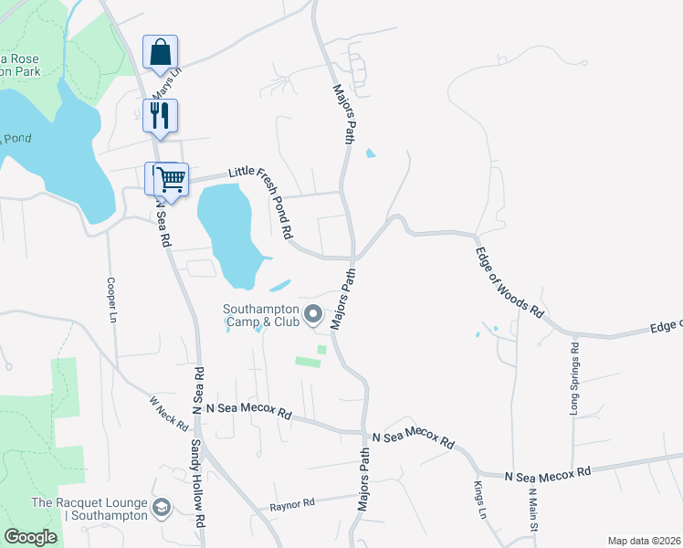 map of restaurants, bars, coffee shops, grocery stores, and more near 747 Majors Path in Southampton