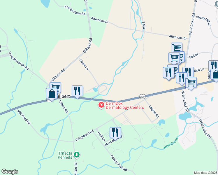 map of restaurants, bars, coffee shops, grocery stores, and more near 222 Sodl Lane in Effort