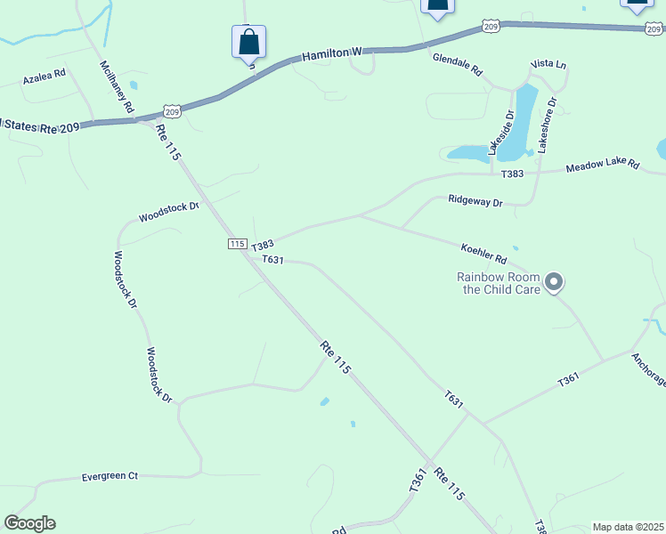 map of restaurants, bars, coffee shops, grocery stores, and more near 1758 Bonser Road in Saylorsburg