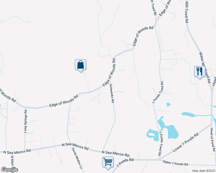 map of restaurants, bars, coffee shops, grocery stores, and more near 111 Schwenks Road in Water Mill