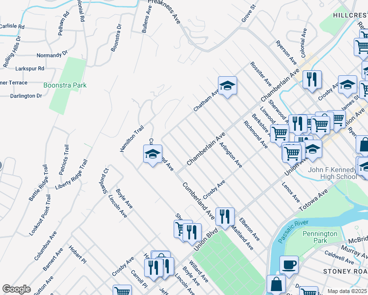map of restaurants, bars, coffee shops, grocery stores, and more near 266 Elberon Avenue in Paterson