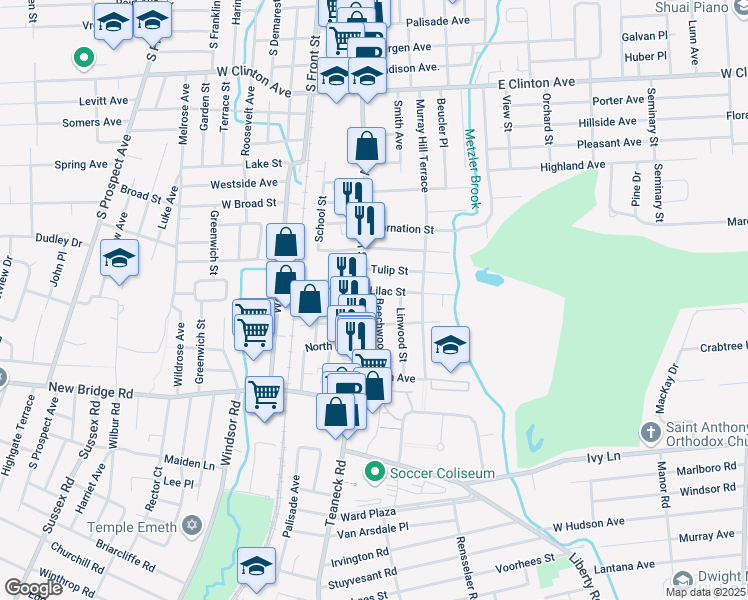 map of restaurants, bars, coffee shops, grocery stores, and more near 16 Lilac Street in Bergenfield