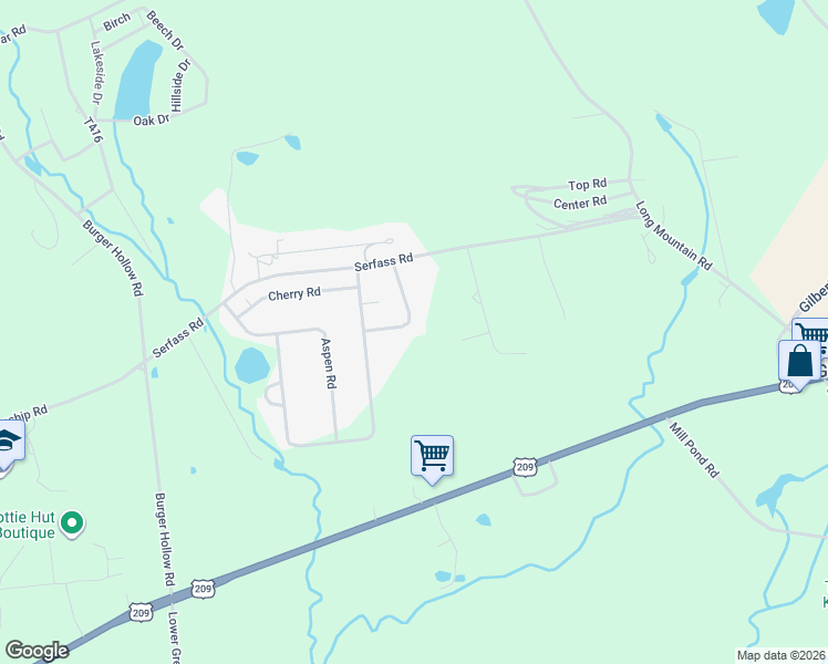 map of restaurants, bars, coffee shops, grocery stores, and more near 3410 Walnut Road in Kunkletown