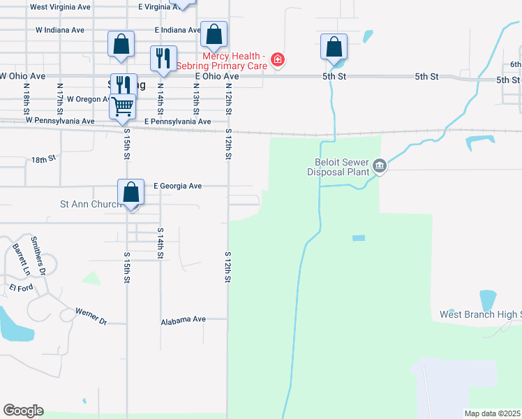 map of restaurants, bars, coffee shops, grocery stores, and more near 476 East Florida Avenue in Sebring