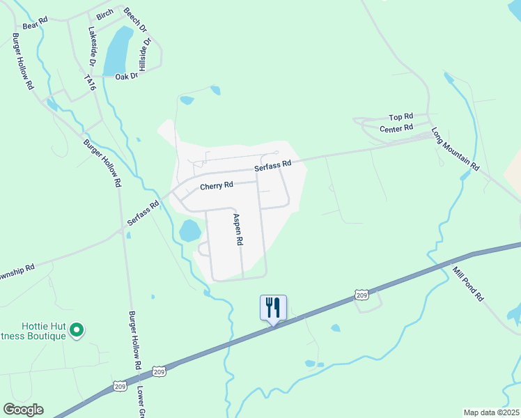 map of restaurants, bars, coffee shops, grocery stores, and more near 5136 Walnut Road in Kunkletown