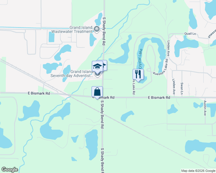map of restaurants, bars, coffee shops, grocery stores, and more near 3610 Palomino Place in Grand Island