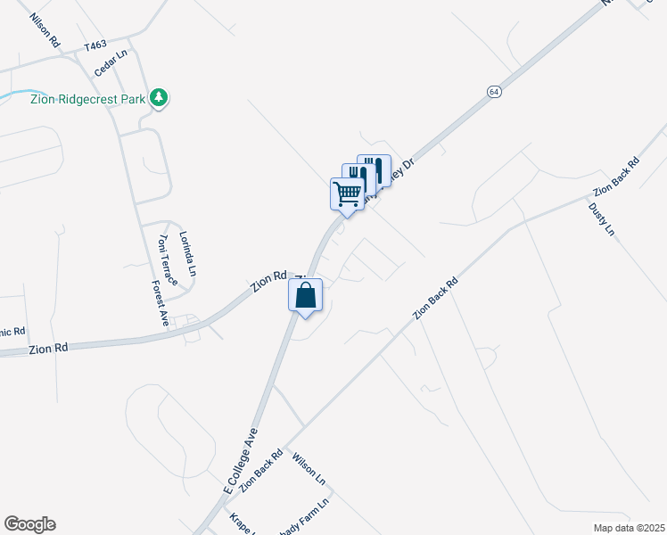 map of restaurants, bars, coffee shops, grocery stores, and more near 107 Chadham Court in Bellefonte