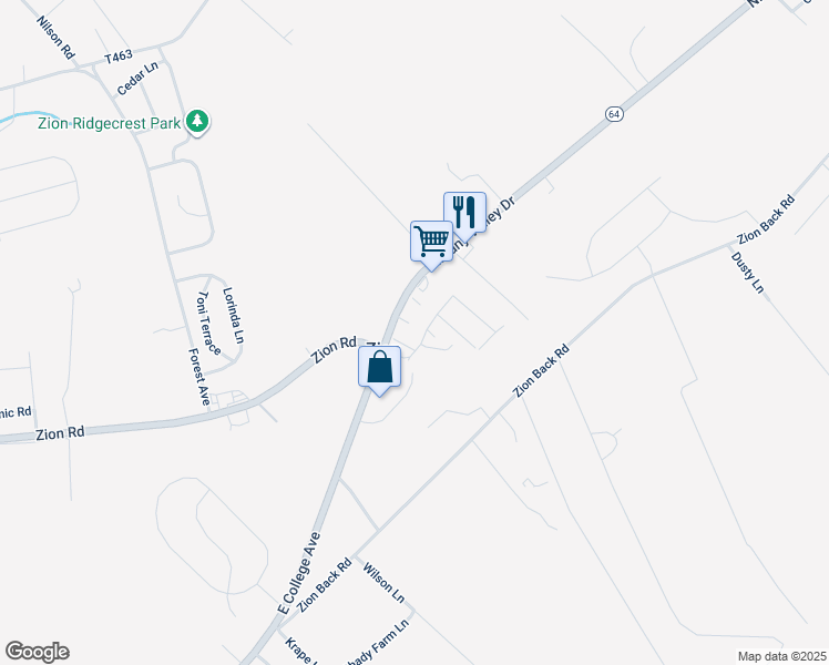 map of restaurants, bars, coffee shops, grocery stores, and more near 107 Chadham Court in Bellefonte