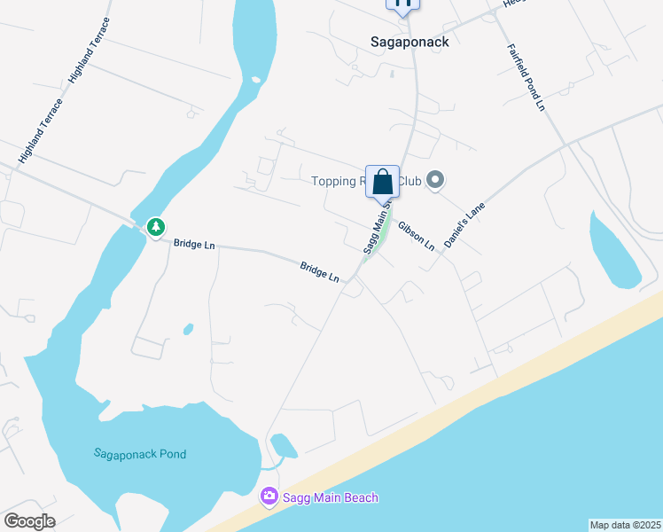 map of restaurants, bars, coffee shops, grocery stores, and more near 538 Bridge Lane in Sagaponack