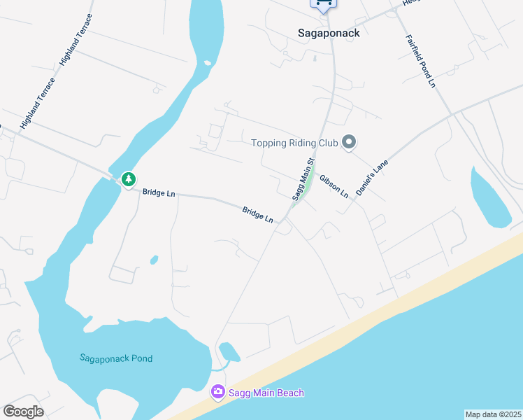 map of restaurants, bars, coffee shops, grocery stores, and more near 538 Bridge Lane in Sagaponack