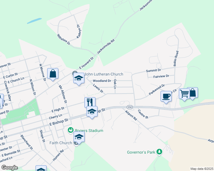 map of restaurants, bars, coffee shops, grocery stores, and more near 948-998 Tanney Street in Bellefonte