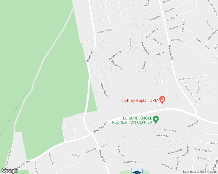 map of restaurants, bars, coffee shops, grocery stores, and more near 365 Woodbridge Drive in Ridge