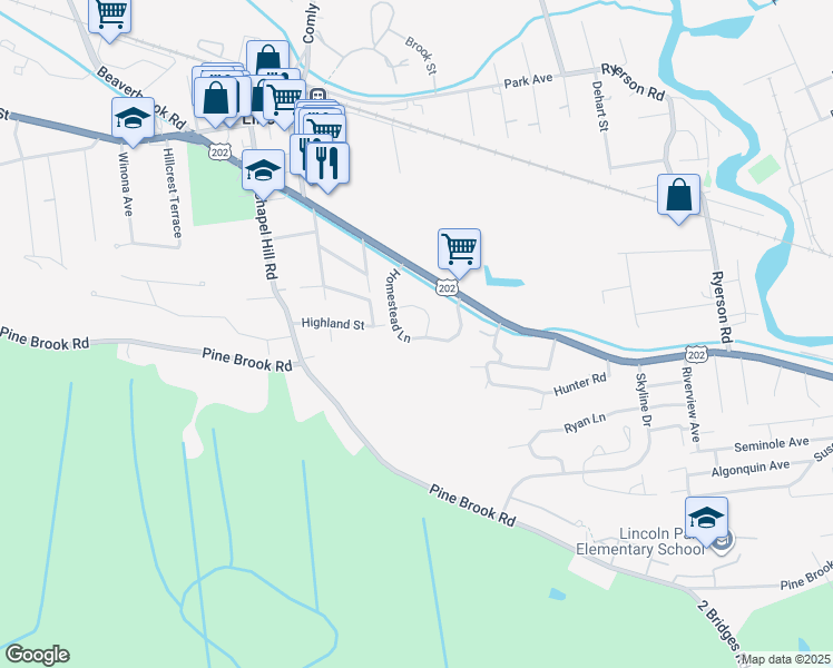 map of restaurants, bars, coffee shops, grocery stores, and more near 26 Homestead Lane in Lincoln Park
