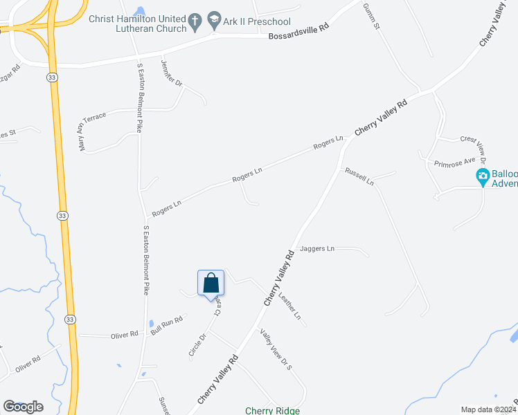 map of restaurants, bars, coffee shops, grocery stores, and more near 166 Rogers Lane in Saylorsburg