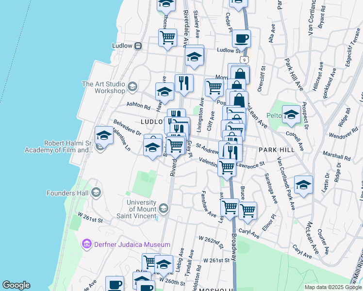 map of restaurants, bars, coffee shops, grocery stores, and more near in 
