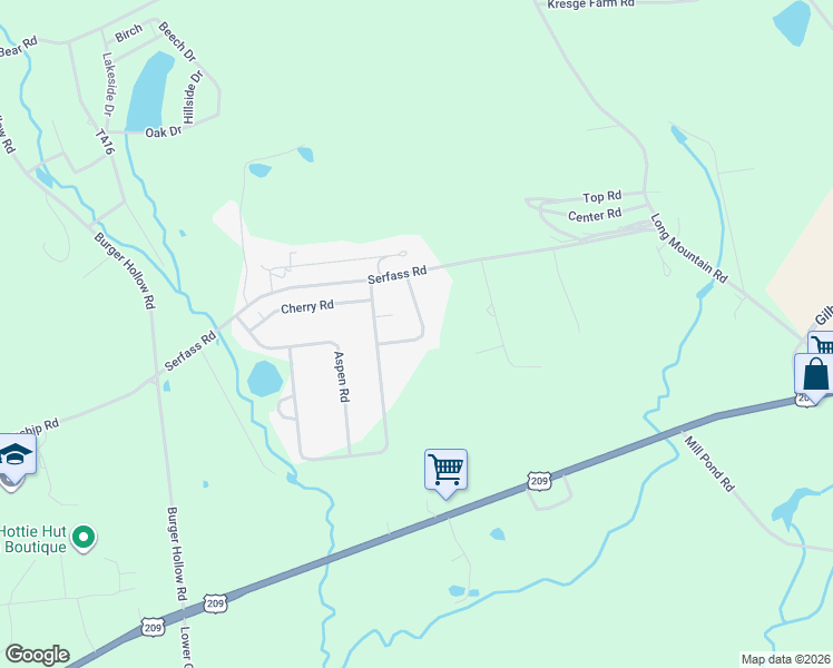 map of restaurants, bars, coffee shops, grocery stores, and more near 3410 Walnut Road in Kunkletown