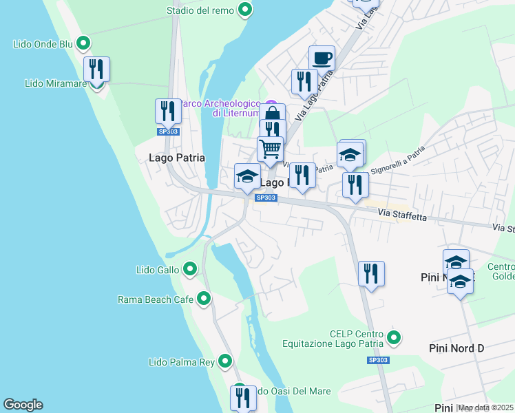 map of restaurants, bars, coffee shops, grocery stores, and more near 3 Via Lago Patria in Lago Patria