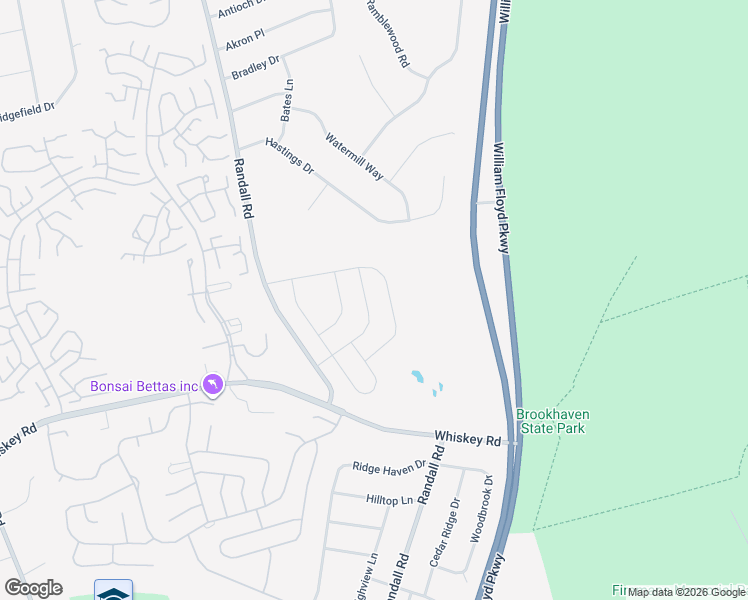 map of restaurants, bars, coffee shops, grocery stores, and more near 34 Wild Flower Drive in Ridge
