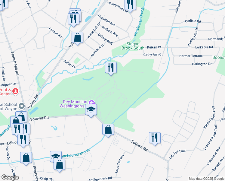 map of restaurants, bars, coffee shops, grocery stores, and more near 199 Totowa Road in Wayne