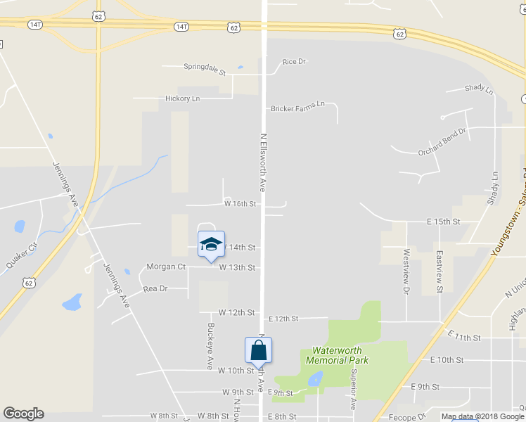 map of restaurants, bars, coffee shops, grocery stores, and more near 1505 North Ellsworth Avenue in Salem