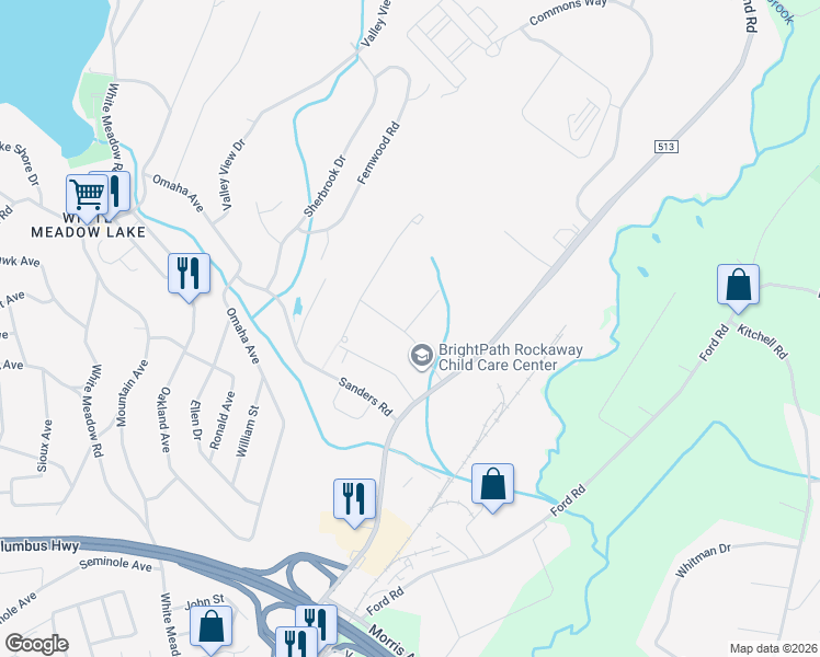 map of restaurants, bars, coffee shops, grocery stores, and more near 1701 Devon Lane in Rockaway