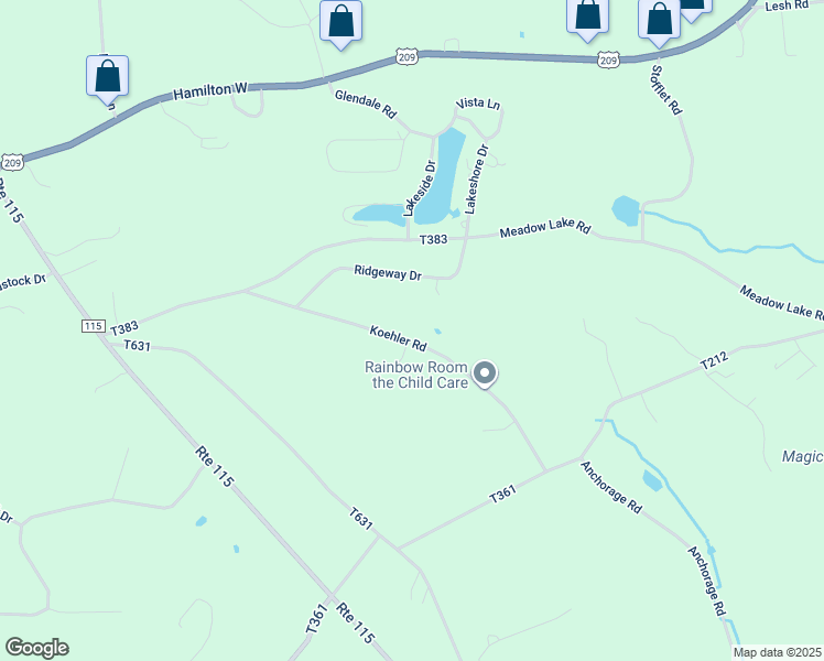map of restaurants, bars, coffee shops, grocery stores, and more near 182 Koehler Road in Saylorsburg