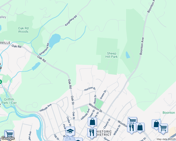 map of restaurants, bars, coffee shops, grocery stores, and more near 126 Oldwood Lane in Boonton