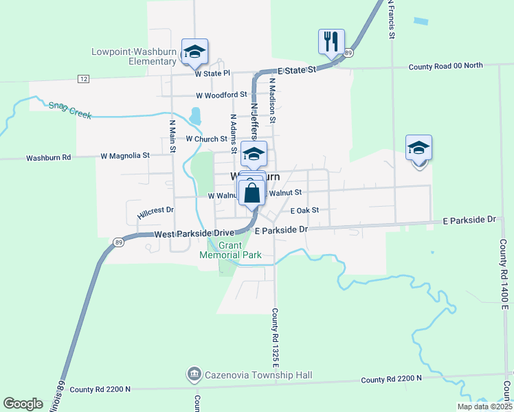 map of restaurants, bars, coffee shops, grocery stores, and more near in Washburn