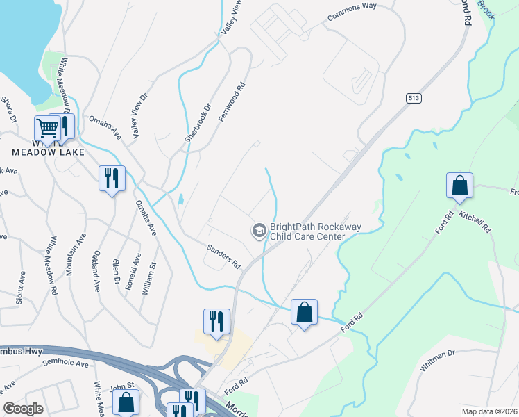 map of restaurants, bars, coffee shops, grocery stores, and more near 1701 Devon Lane in Rockaway