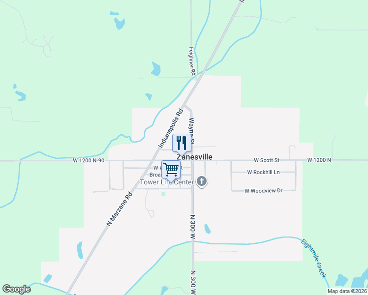 map of restaurants, bars, coffee shops, grocery stores, and more near 17706 North Wayne Street in Zanesville