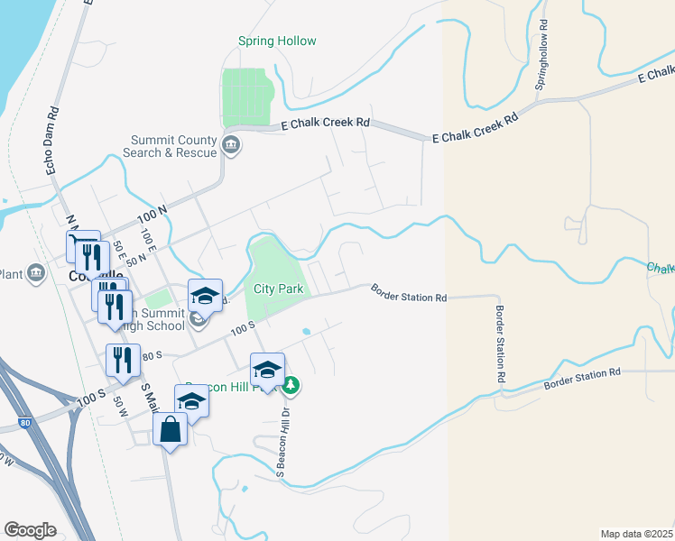 map of restaurants, bars, coffee shops, grocery stores, and more near 265 East 150 South in Coalville