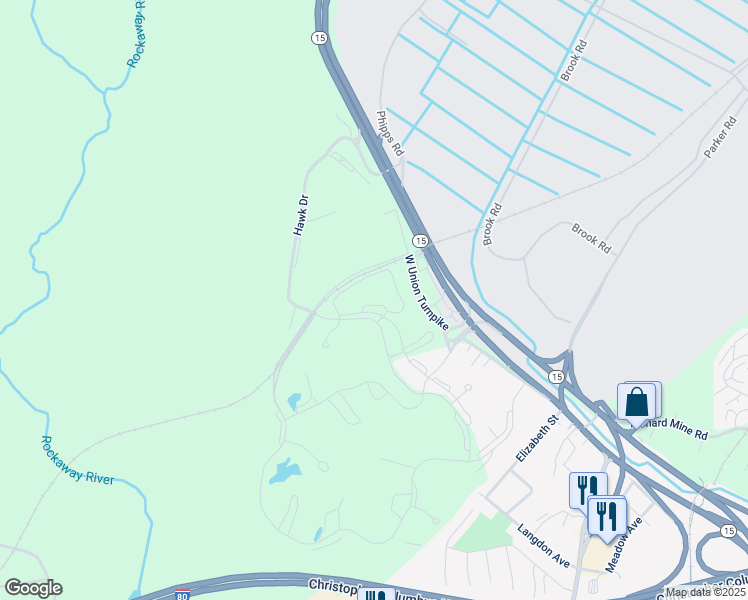 map of restaurants, bars, coffee shops, grocery stores, and more near 168 West Union Turnpike in Wharton
